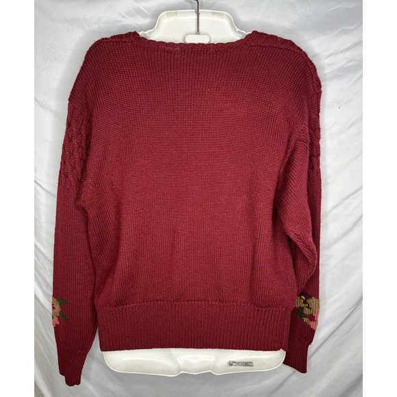 Robin Sinkler Worsted Wool Cardigan Sweater Floral Embroidery Size Large Vintage - Picture 8 of 10